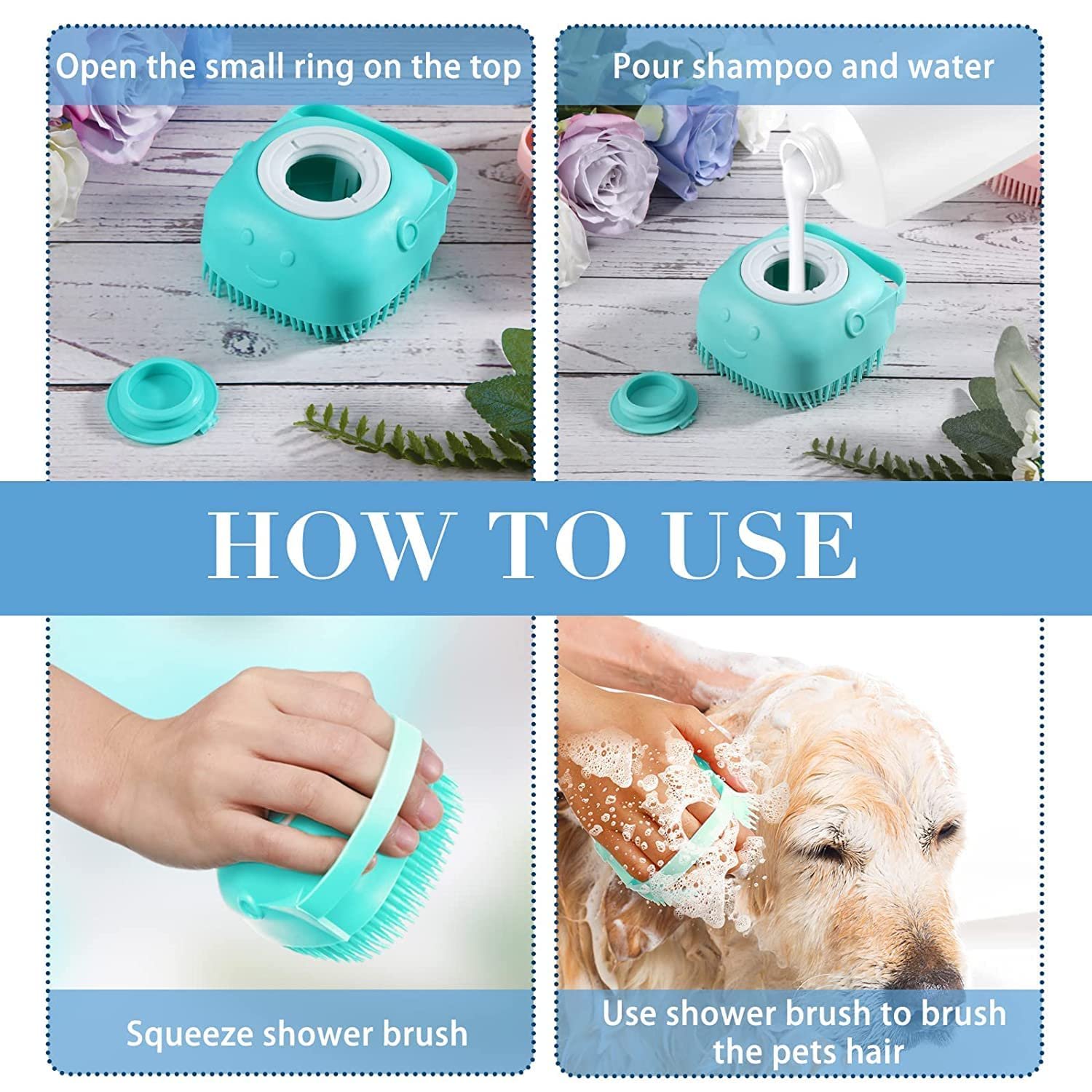Dog Hair Bath Brush combo