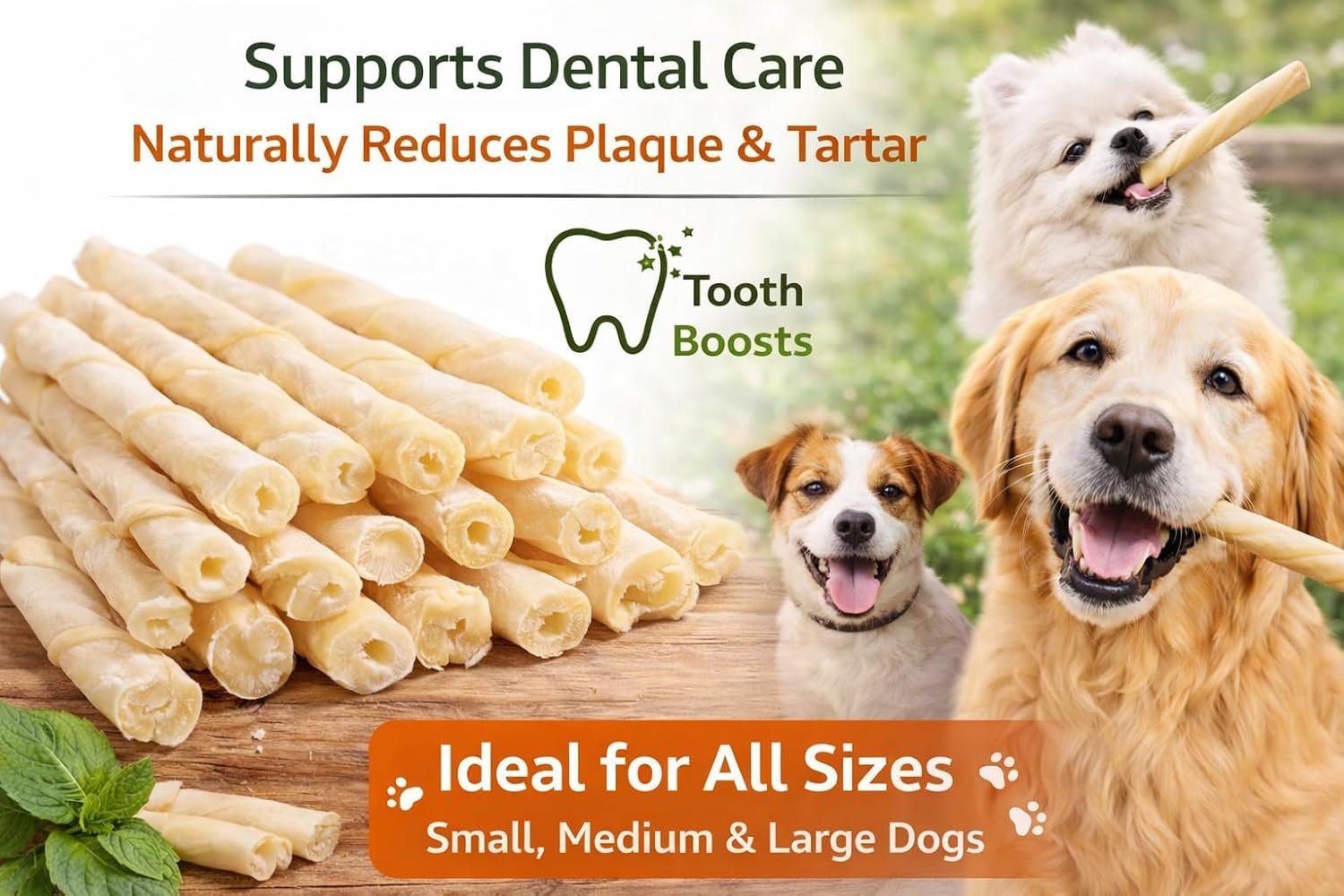 White Twisted Chew Sticks for Dogs
